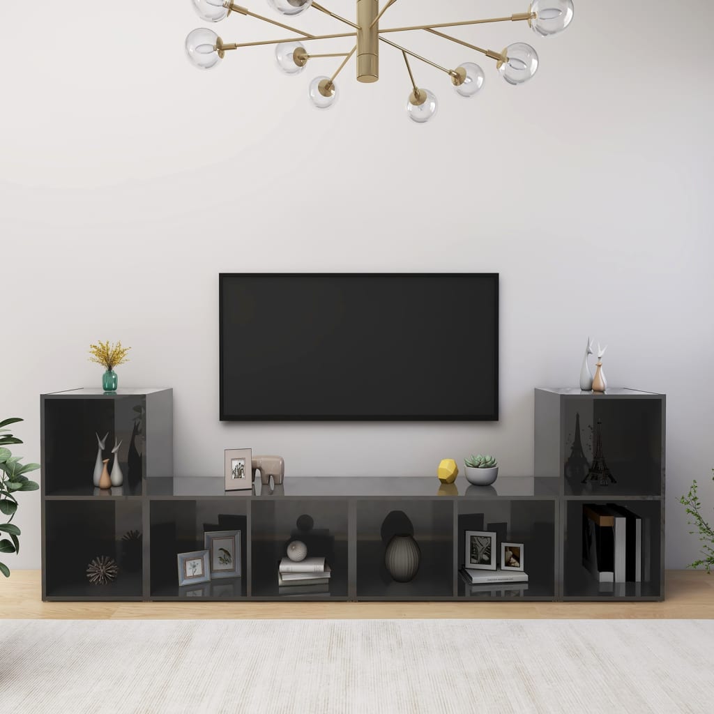 tv-skabe 4 stk. 72x35x36,5 cm konstrueret træ grå højglans