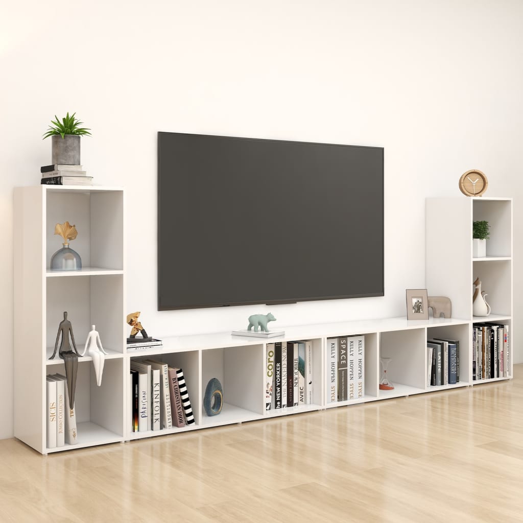 tv-skabe 4 stk. 107x35x37 cm konstrueret træ hvid