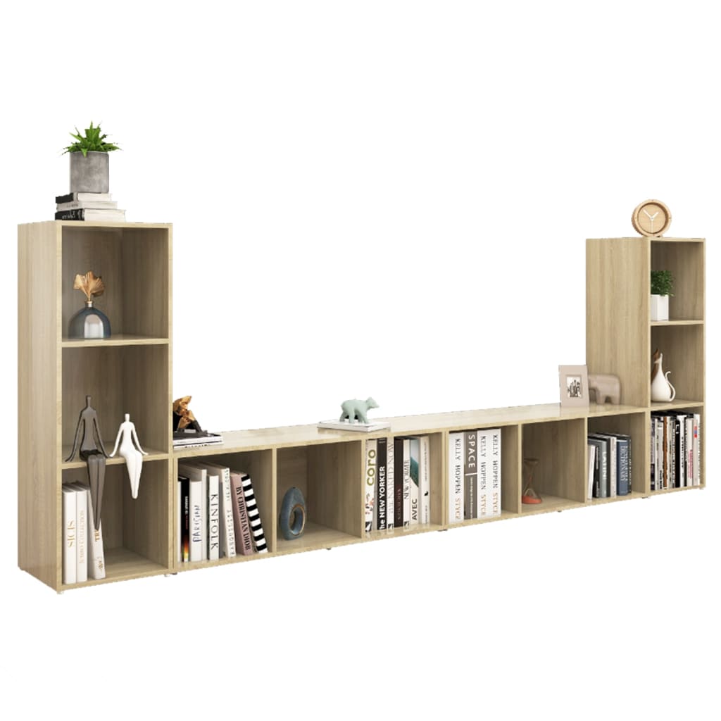 tv-skabe 4 stk. 107x35x37 cm konstrueret træ sonoma-eg
