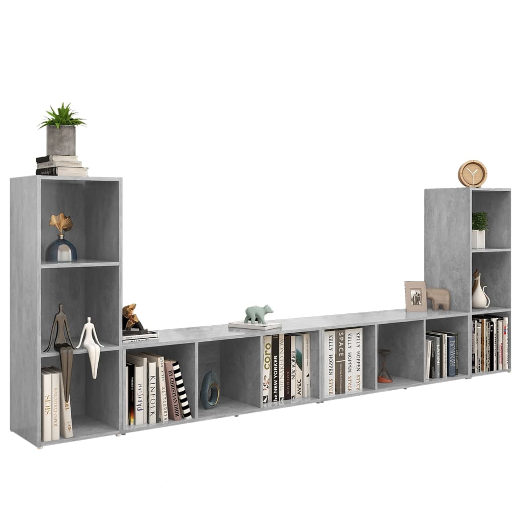 tv-skabe 4 stk. 107x35x37 cm konstrueret træ betongrå