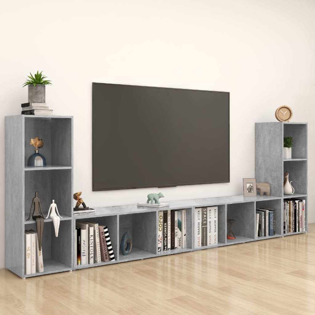 tv-skabe 4 stk. 107x35x37 cm konstrueret træ betongrå
