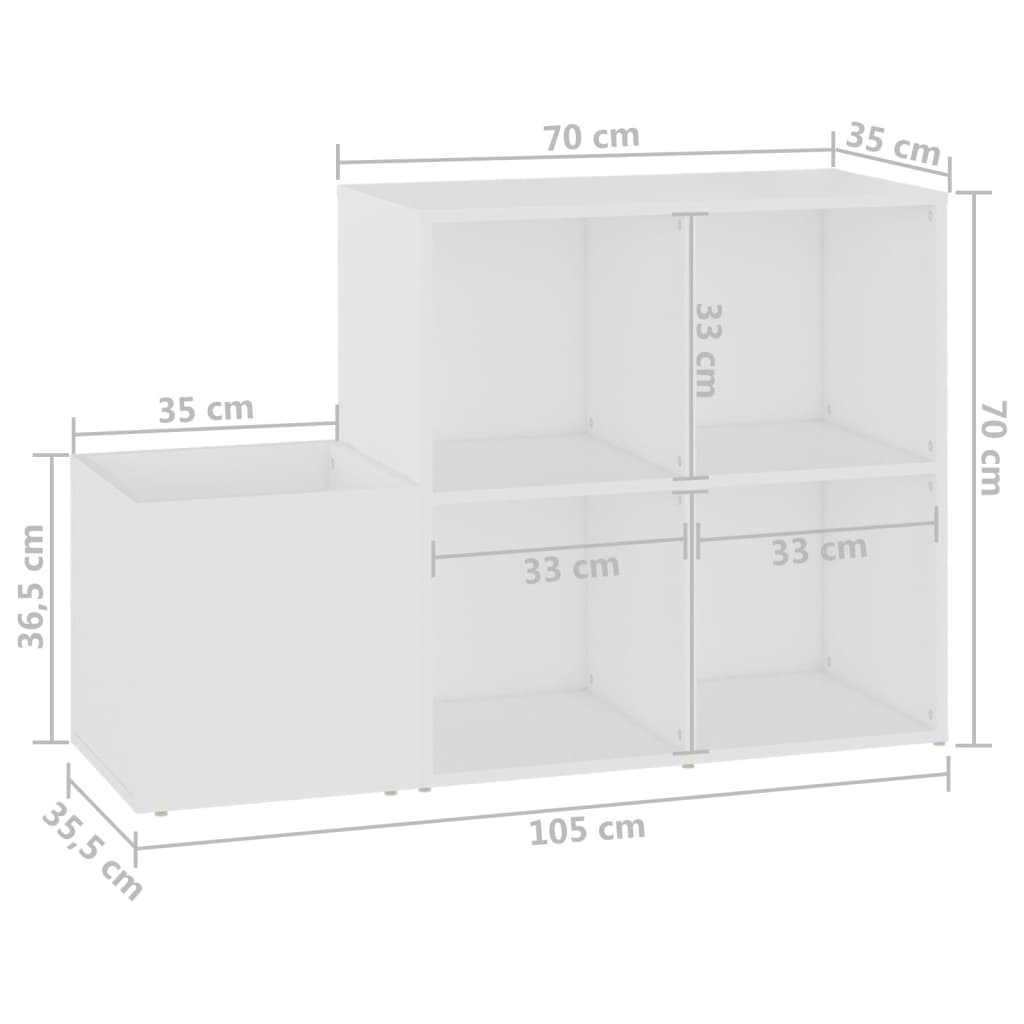 skoskab 105x35,5x70 cm konstrueret træ hvid