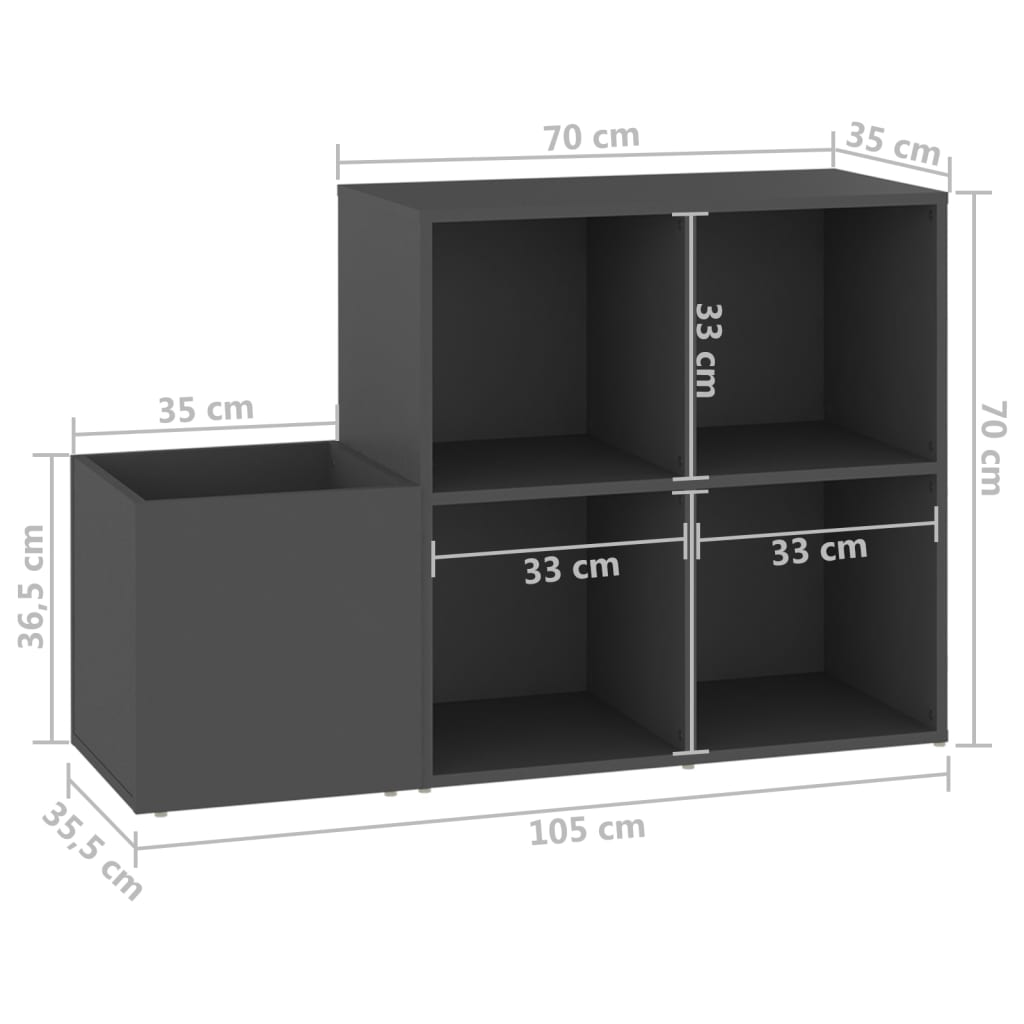 skoskab 105x35,5x70 cm konstrueret træ grå