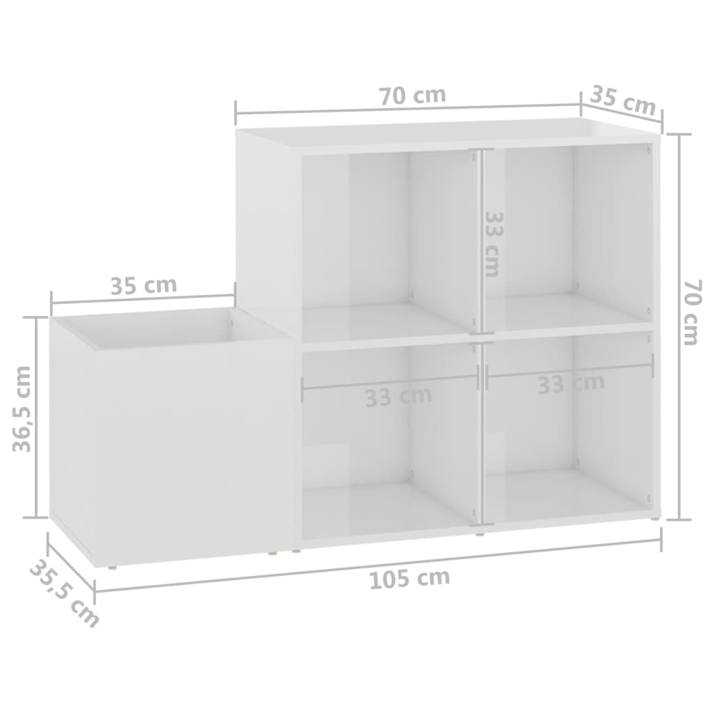 skoskab 105x35,5x70 cm konstrueret træ hvid højglans