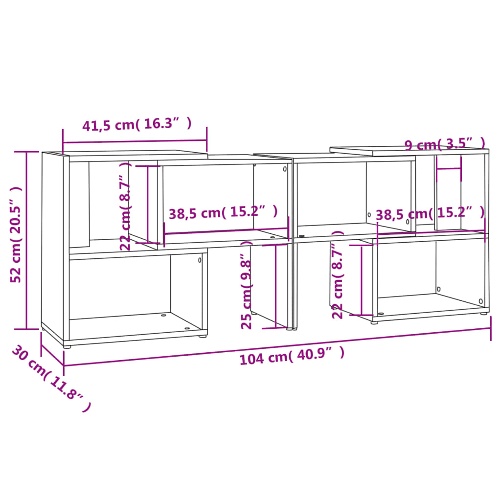 tv-skab 104x30x52 cm konstrueret træ hvid