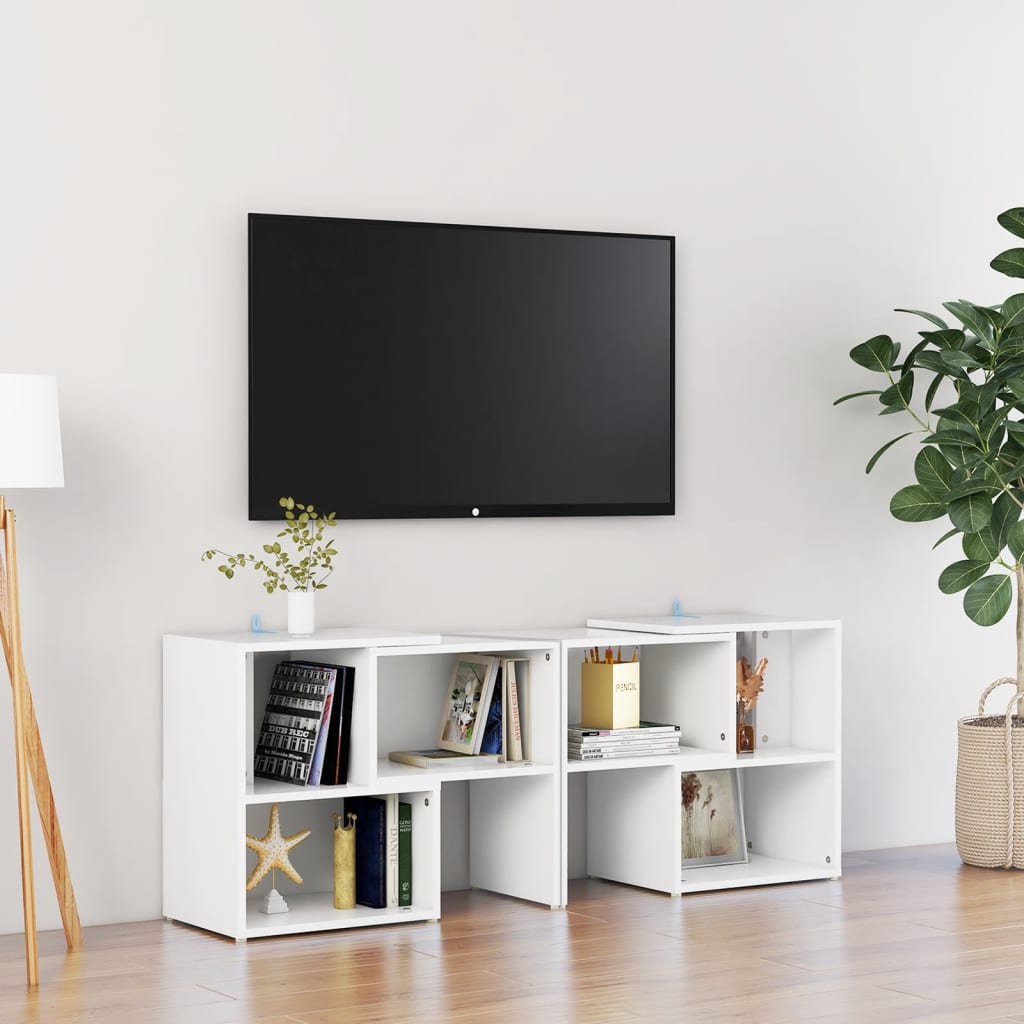 tv-skab 104x30x52 cm konstrueret træ hvid