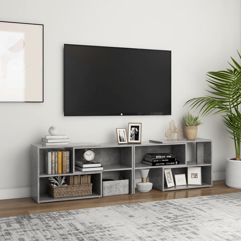 tv-skab 149x30x52 cm konstrueret træ betongrå