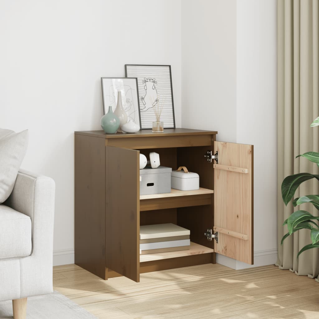 skab 60x36x65 cm massivt fyrretræ gyldenbrun