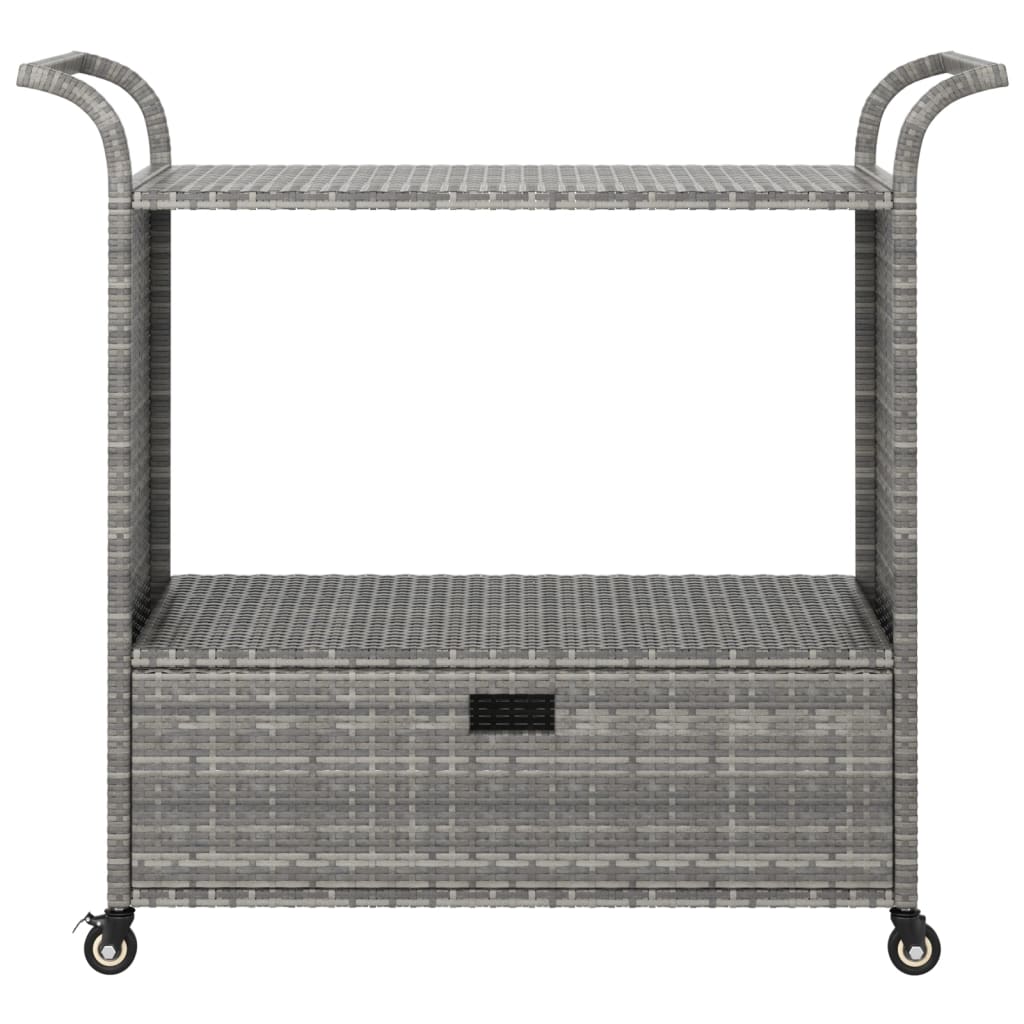 barvogn med skuffe 100x45x97 cm polyrattan grå