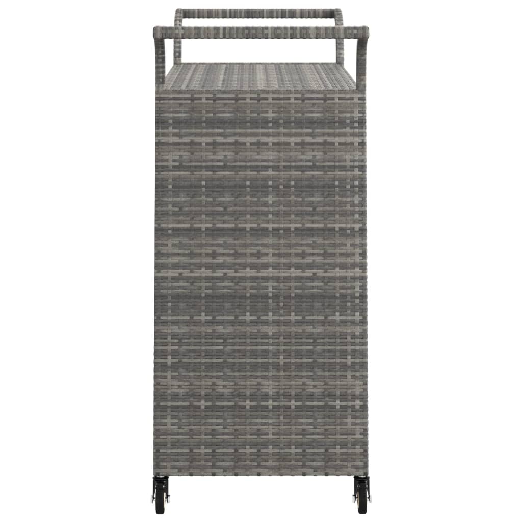 barvogn med skuffe 100x45x97 cm polyrattan grå