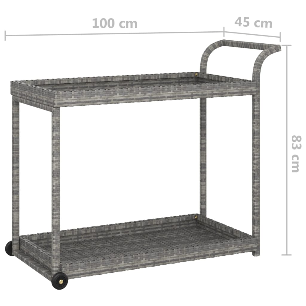 barvogn 100x45x83 cm polyrattan grå