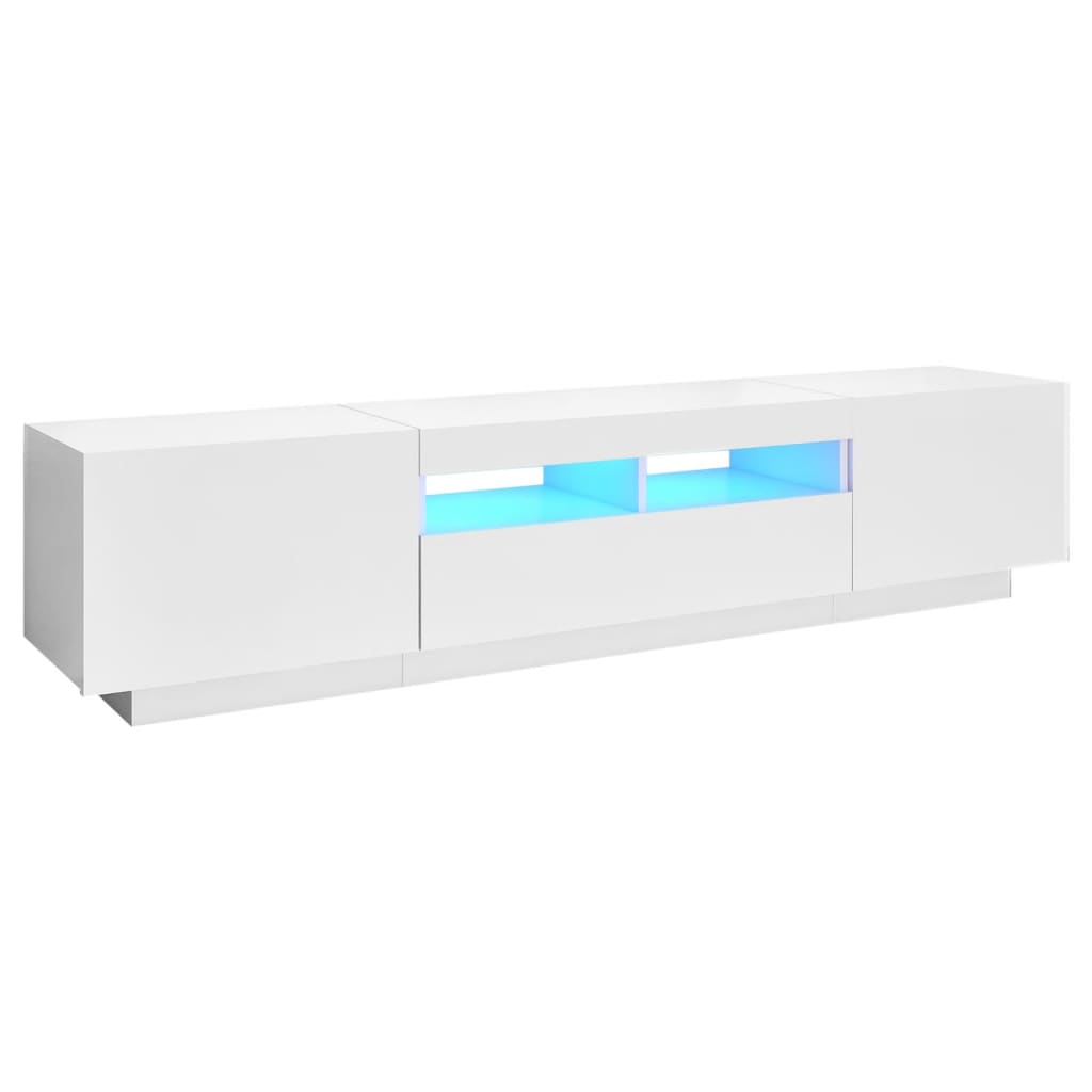 tv-skab med LED-lys 180x35x40 cm hvid