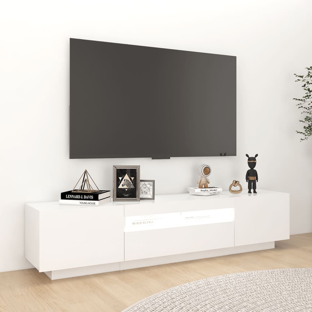 tv-skab med LED-lys 180x35x40 cm hvid