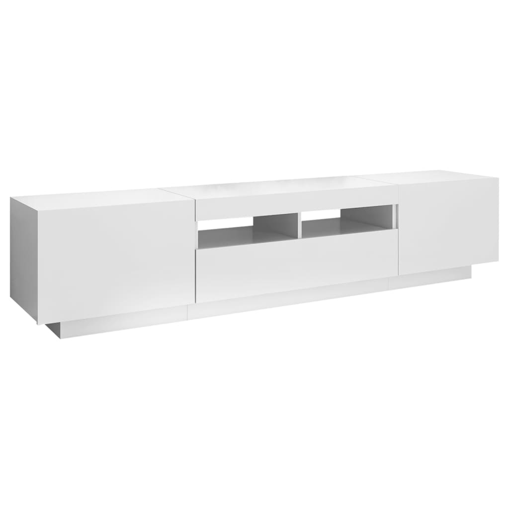 tv-skab med LED-lys 180x35x40 cm hvid