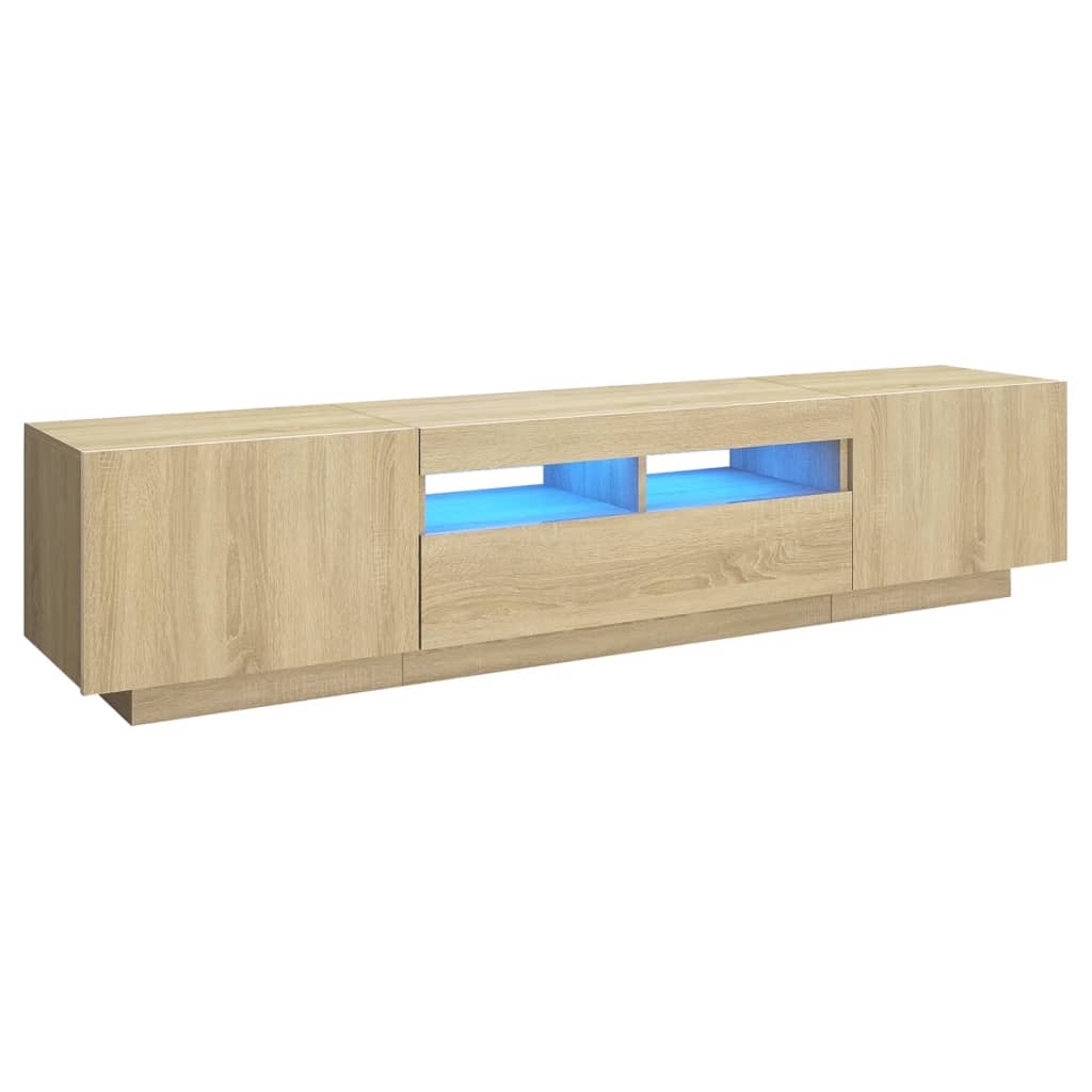 tv-skab med LED-lys 180x35x40 cm sonoma-eg