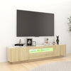 tv-skab med LED-lys 180x35x40 cm sonoma-eg