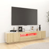 tv-skab med LED-lys 180x35x40 cm sonoma-eg