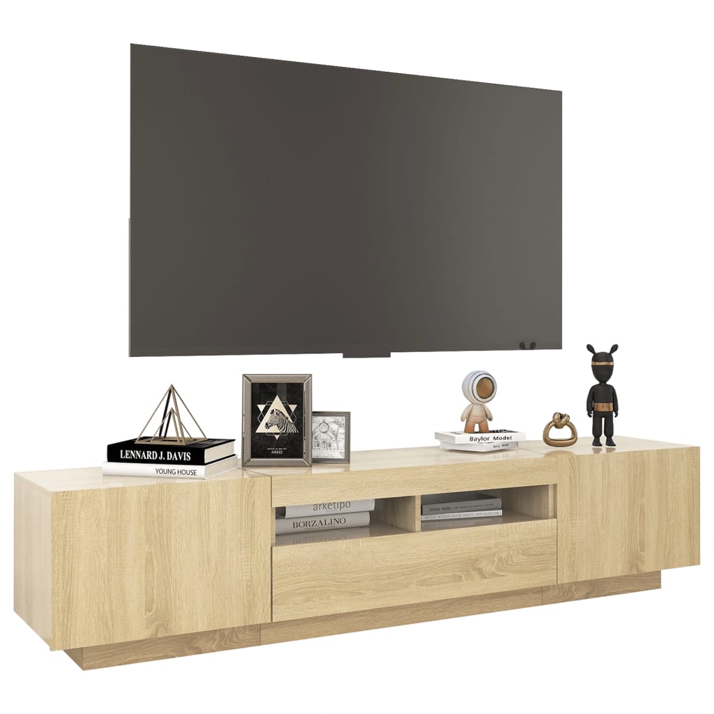 tv-skab med LED-lys 180x35x40 cm sonoma-eg