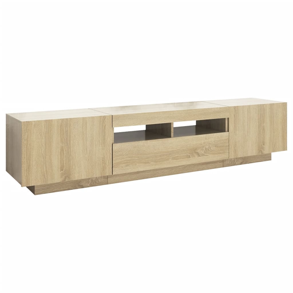 tv-skab med LED-lys 180x35x40 cm sonoma-eg