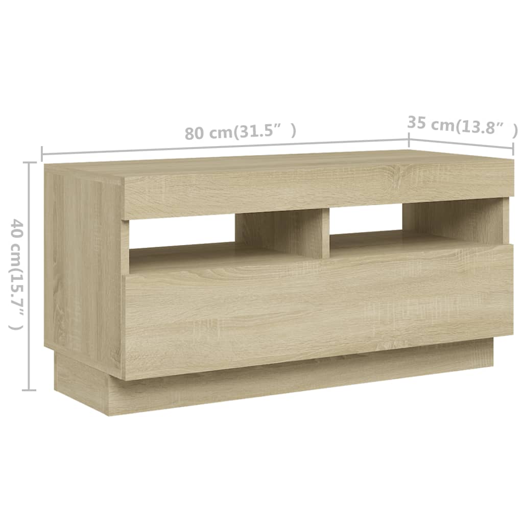 tv-skab med LED-lys 180x35x40 cm sonoma-eg