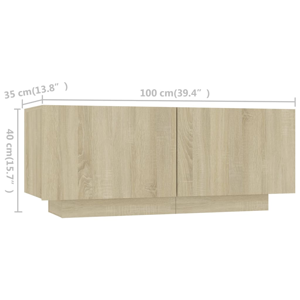 tv-skab med LED-lys 180x35x40 cm sonoma-eg