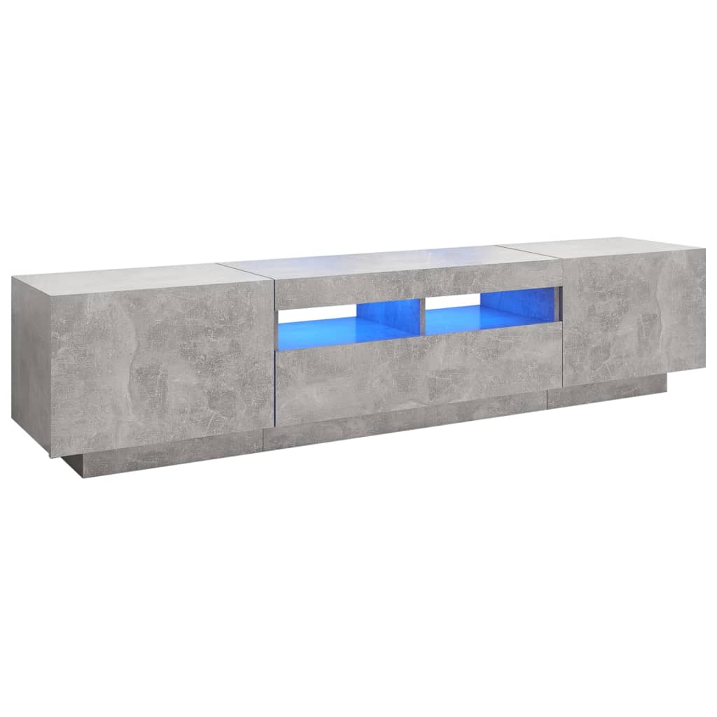 tv-skab med LED-lys 180x35x40 cm betongrå