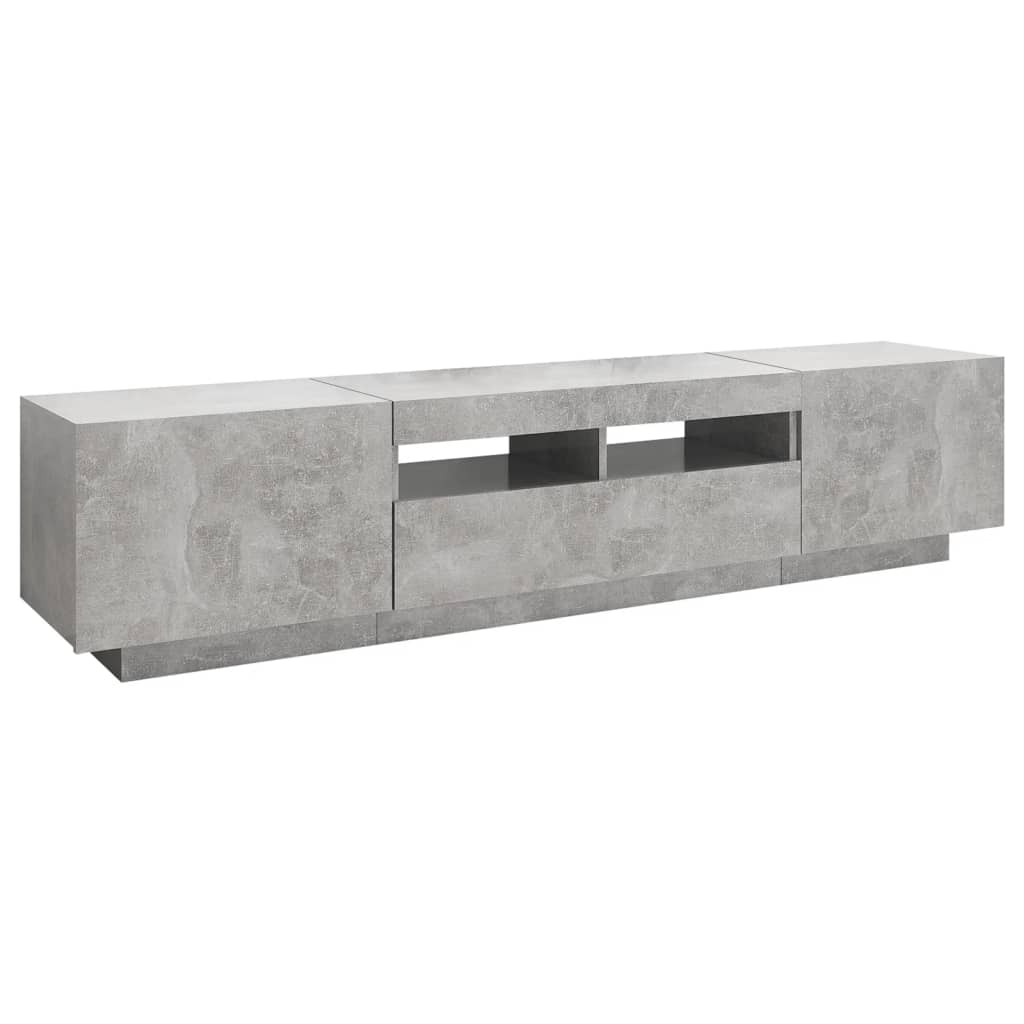 tv-skab med LED-lys 180x35x40 cm betongrå