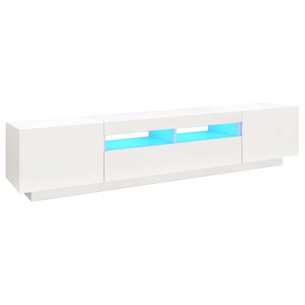 tv-skab med LED-lys 200x35x40 cm hvid