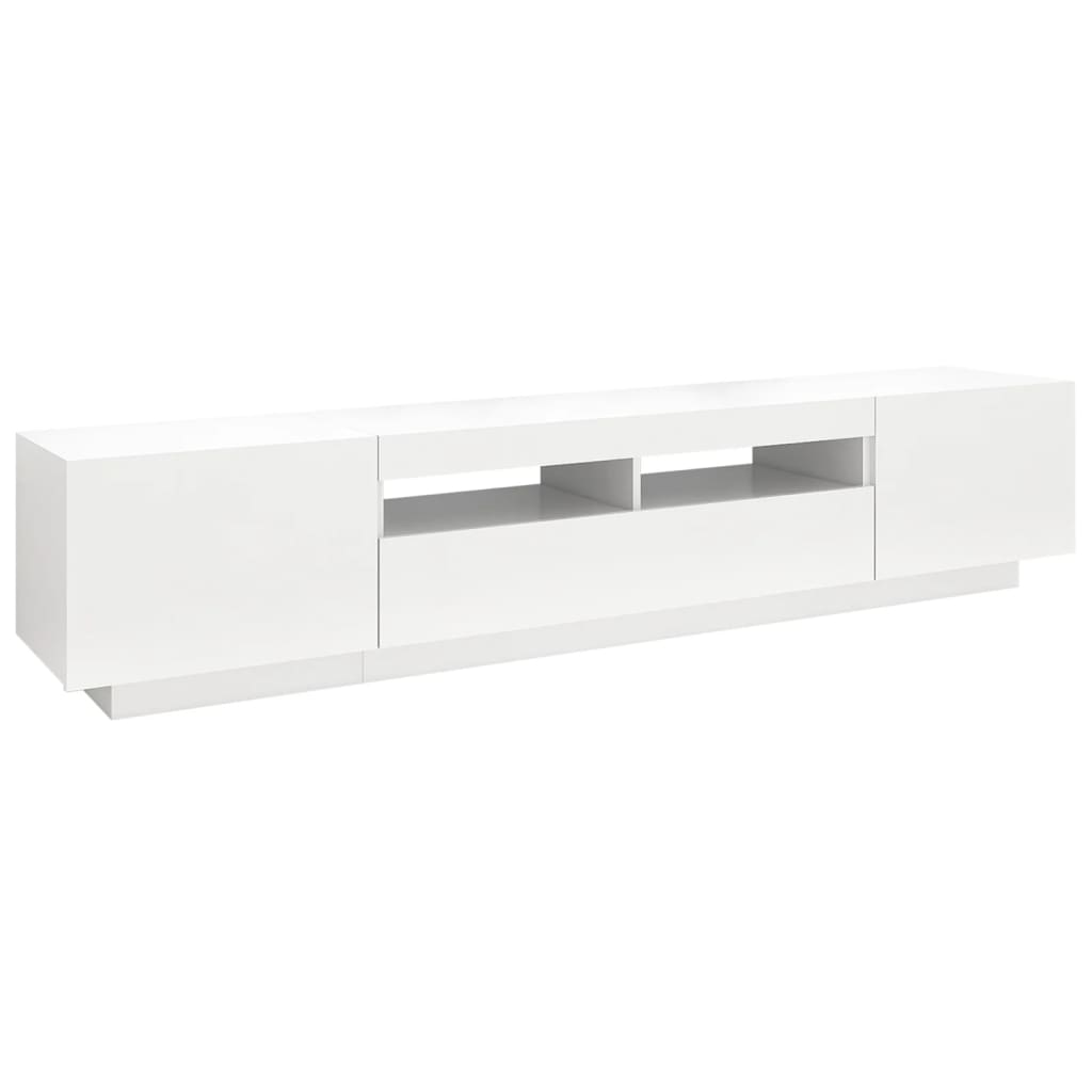 tv-skab med LED-lys 200x35x40 cm hvid