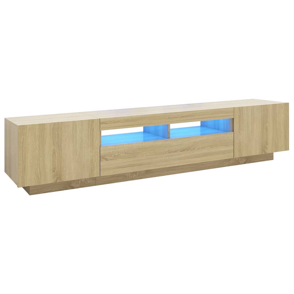 tv-skab med LED-lys 200x35x40 cm sonoma-eg