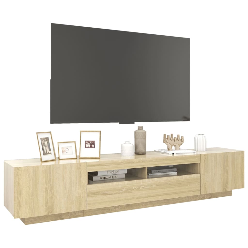 tv-skab med LED-lys 200x35x40 cm sonoma-eg