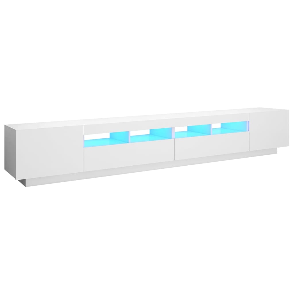 tv-skab med LED-lys 260x35x40 cm hvid