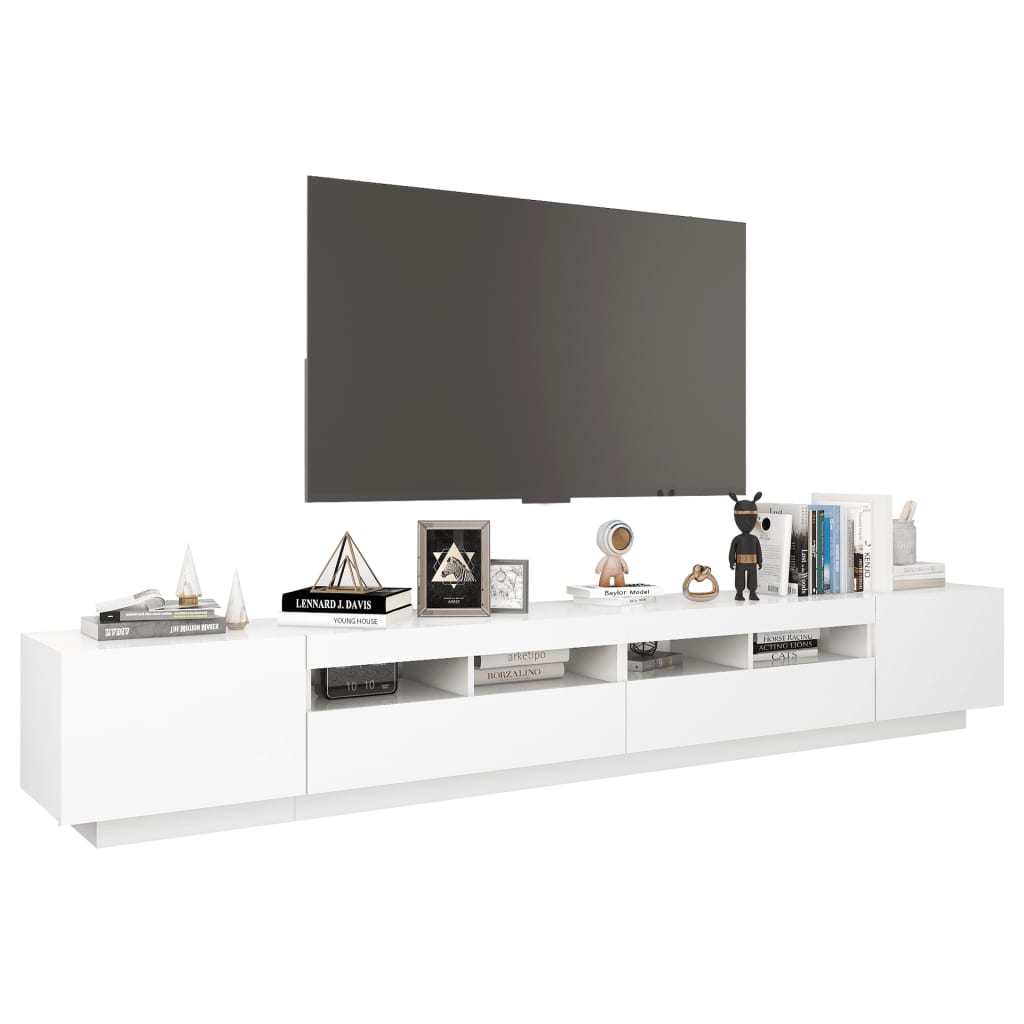 tv-skab med LED-lys 260x35x40 cm hvid