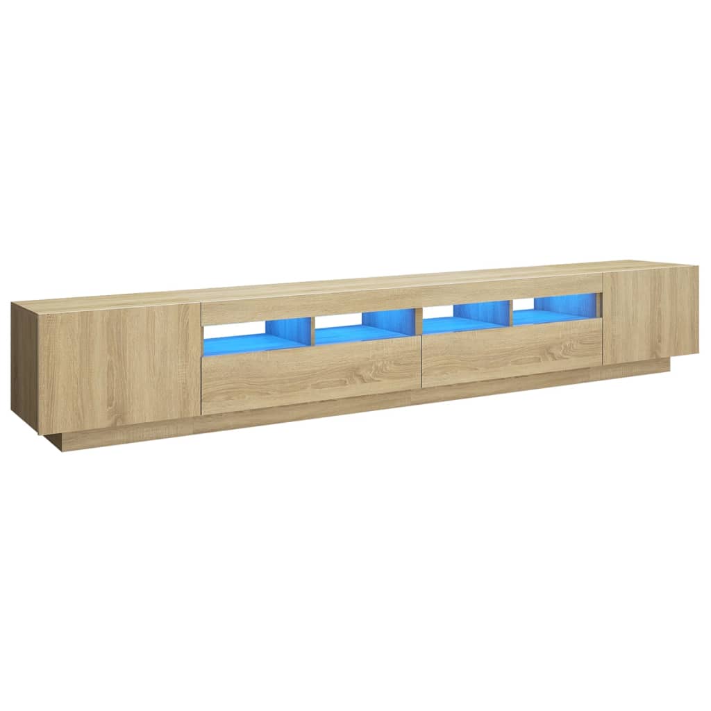 tv-skab med LED-lys 260x35x40 cm sonoma-eg