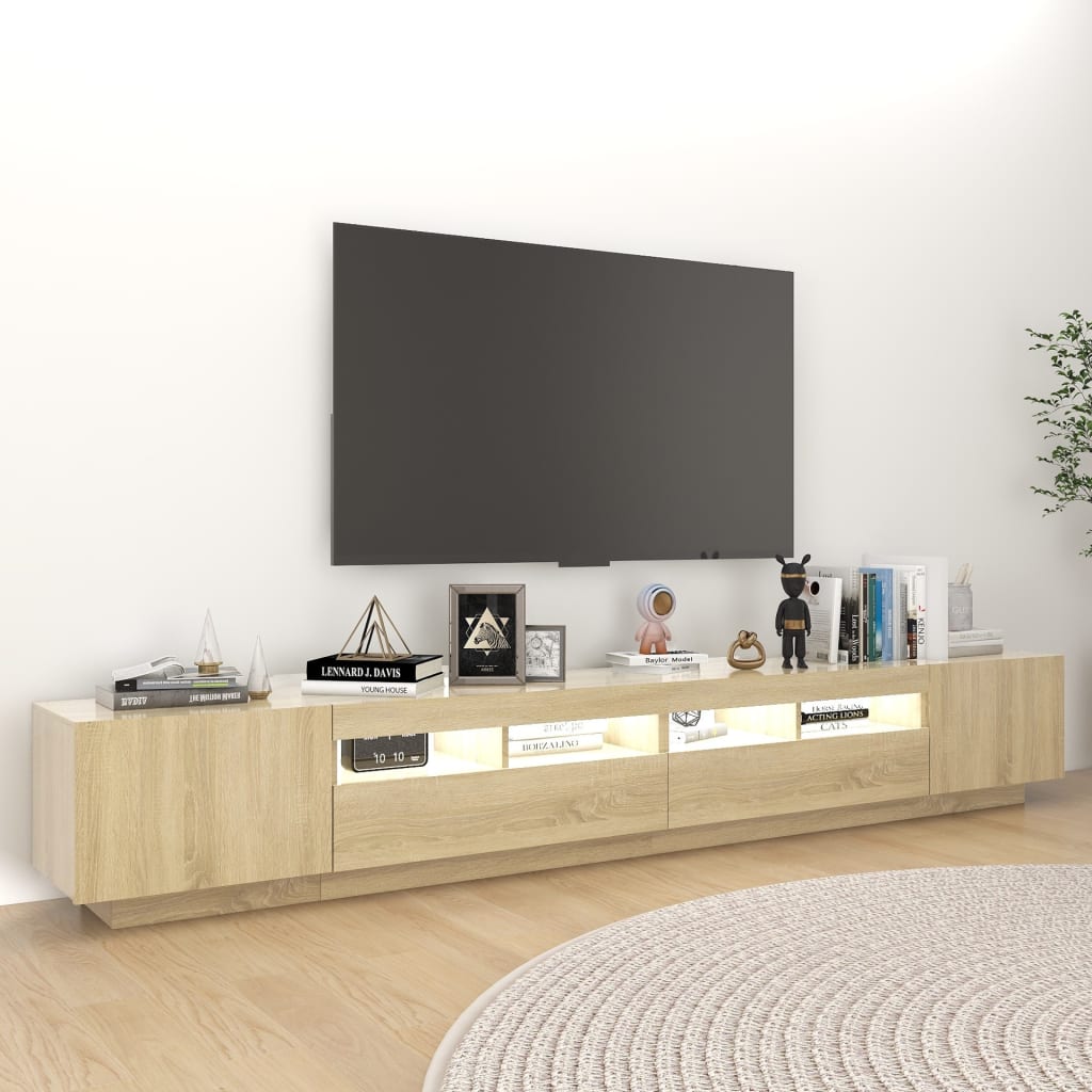 tv-skab med LED-lys 260x35x40 cm sonoma-eg