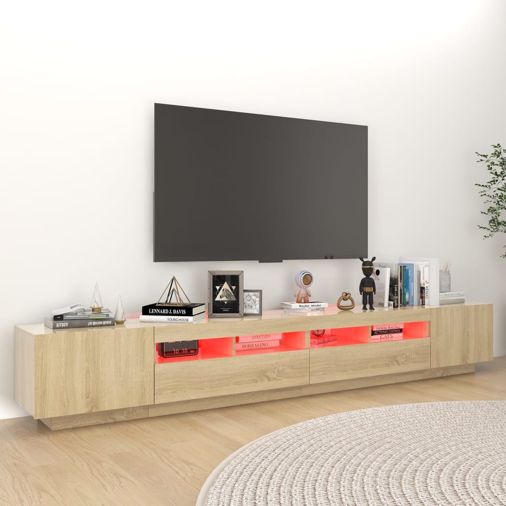 tv-skab med LED-lys 260x35x40 cm sonoma-eg