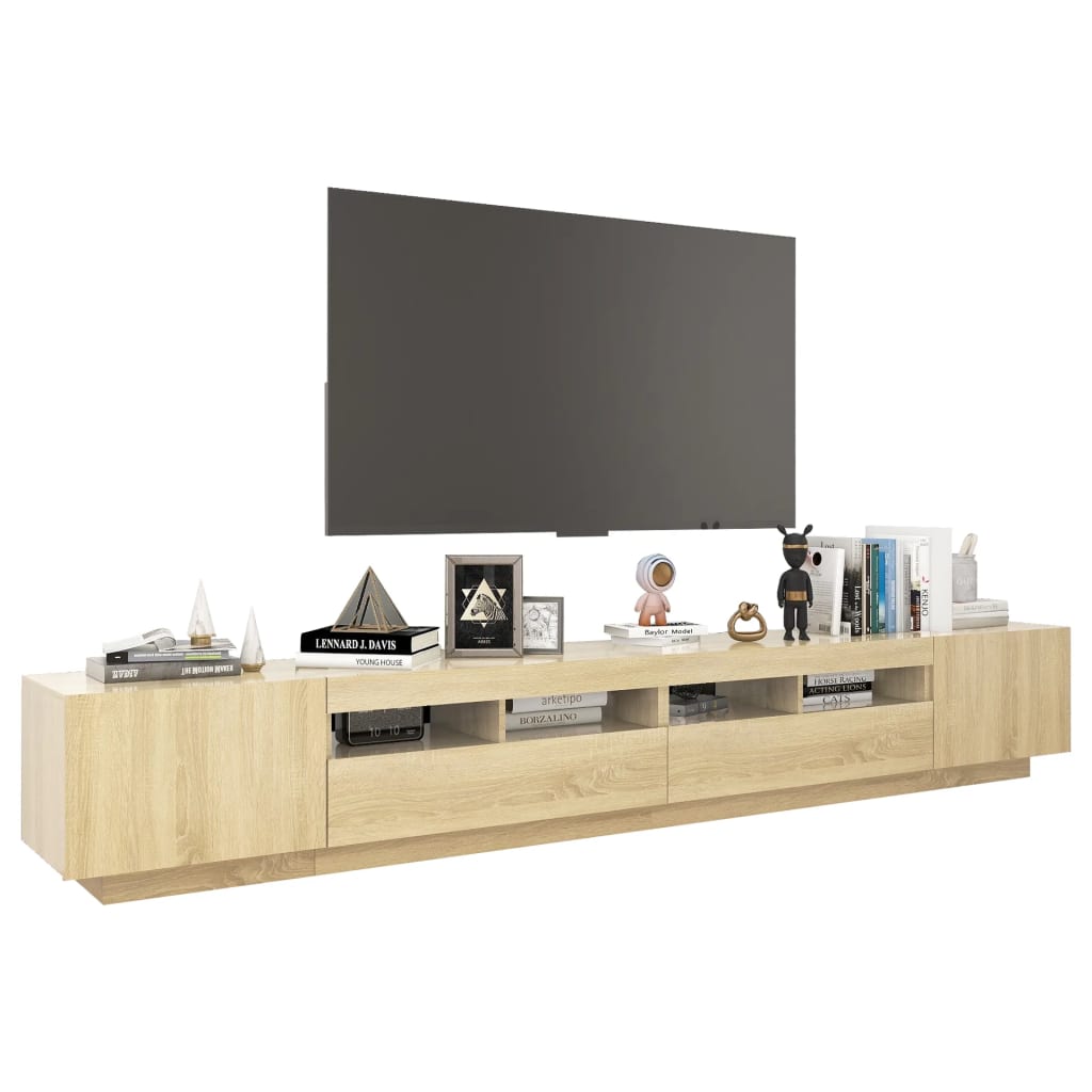 tv-skab med LED-lys 260x35x40 cm sonoma-eg