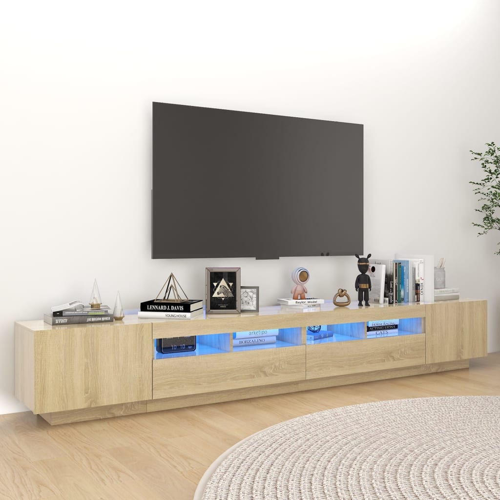 tv-skab med LED-lys 260x35x40 cm sonoma-eg