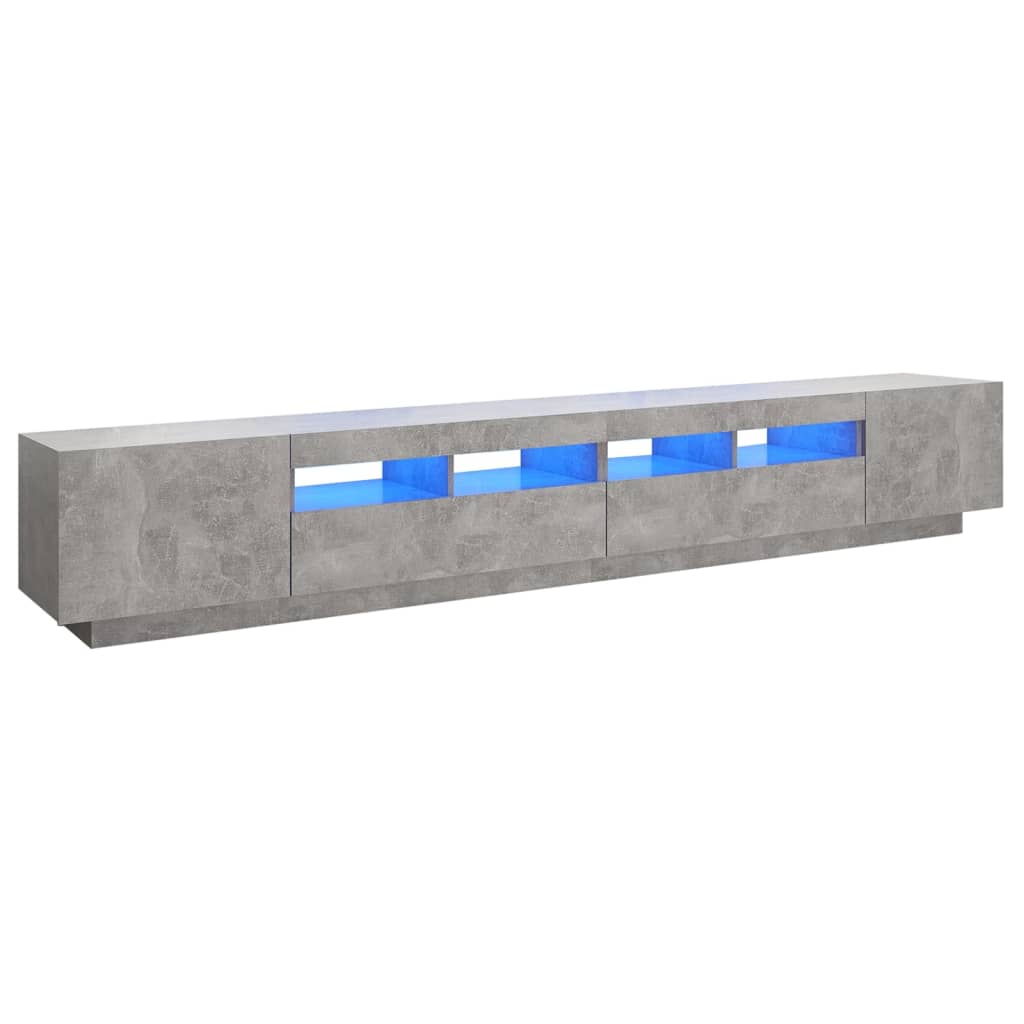 tv-skab med LED-lys 260x35x40 cm betongrå
