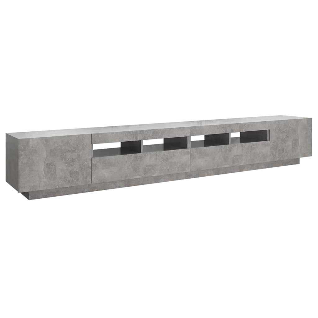 tv-skab med LED-lys 260x35x40 cm betongrå