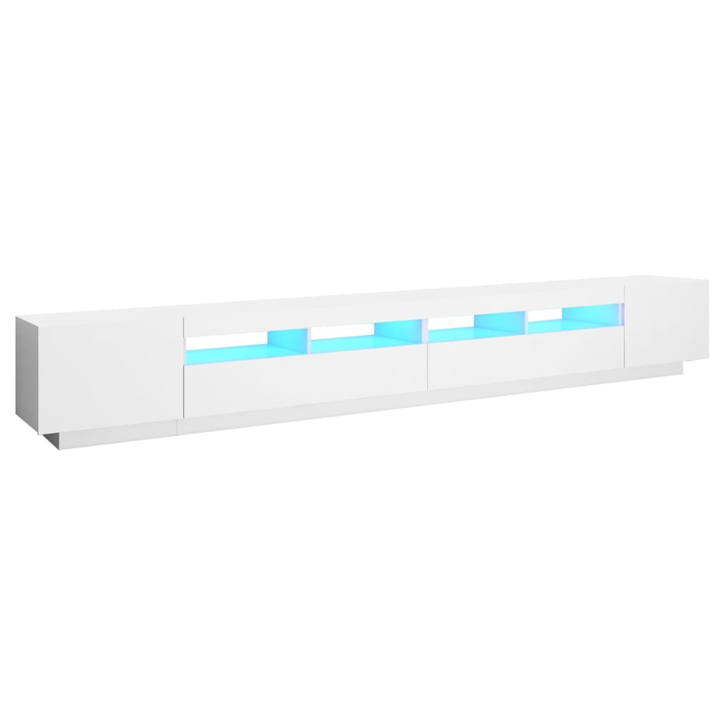 tv-skab med LED-lys 300x35x40 cm hvid