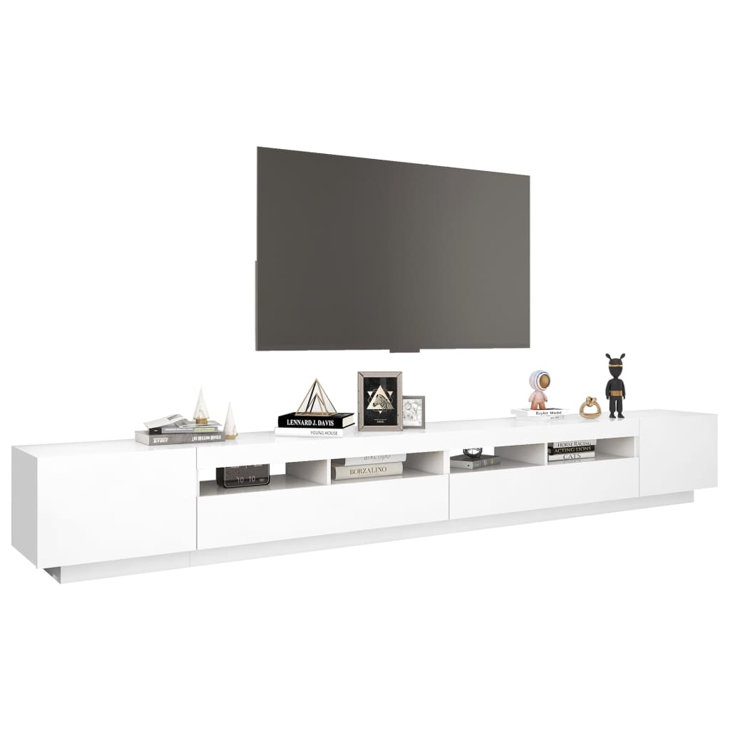 tv-skab med LED-lys 300x35x40 cm hvid