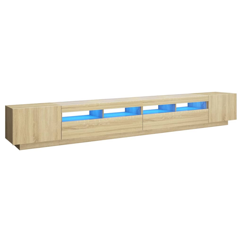 tv-skab med LED-lys 300x35x40 cm sonoma-eg