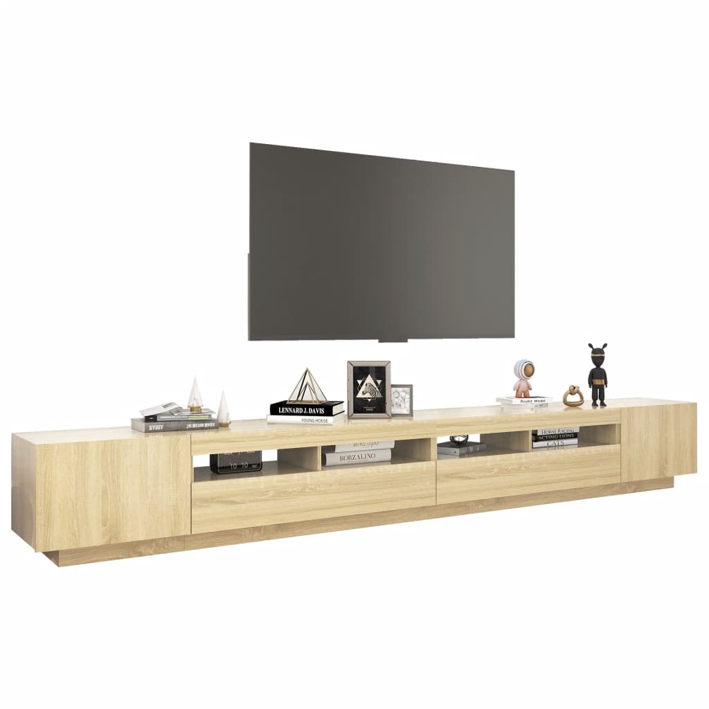 tv-skab med LED-lys 300x35x40 cm sonoma-eg