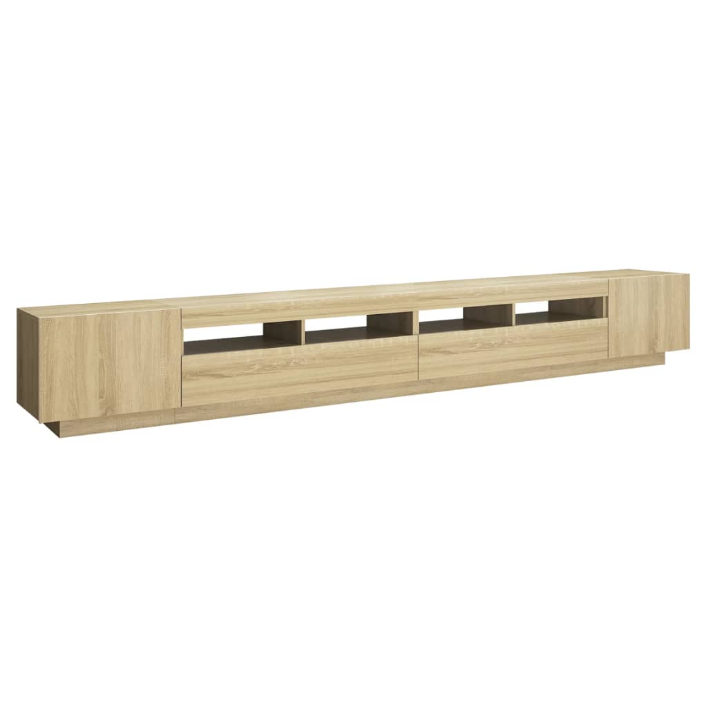 tv-skab med LED-lys 300x35x40 cm sonoma-eg