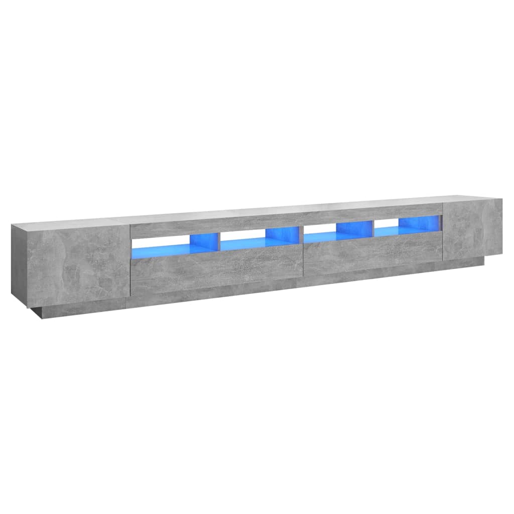 tv-skab med LED-lys 300x35x40 cm betongrå