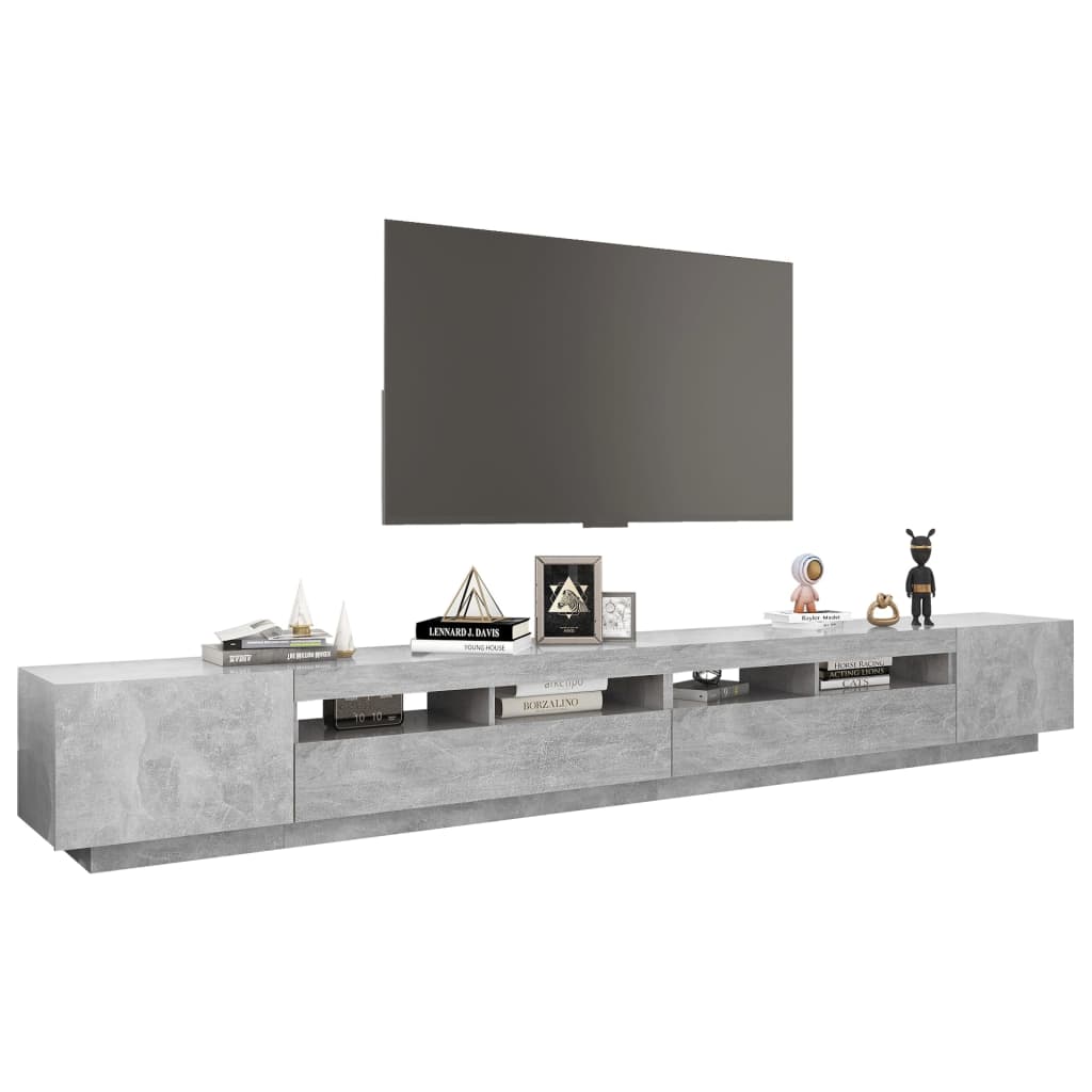 tv-skab med LED-lys 300x35x40 cm betongrå