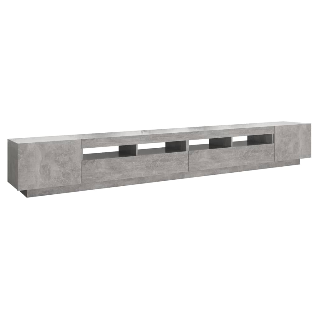 tv-skab med LED-lys 300x35x40 cm betongrå