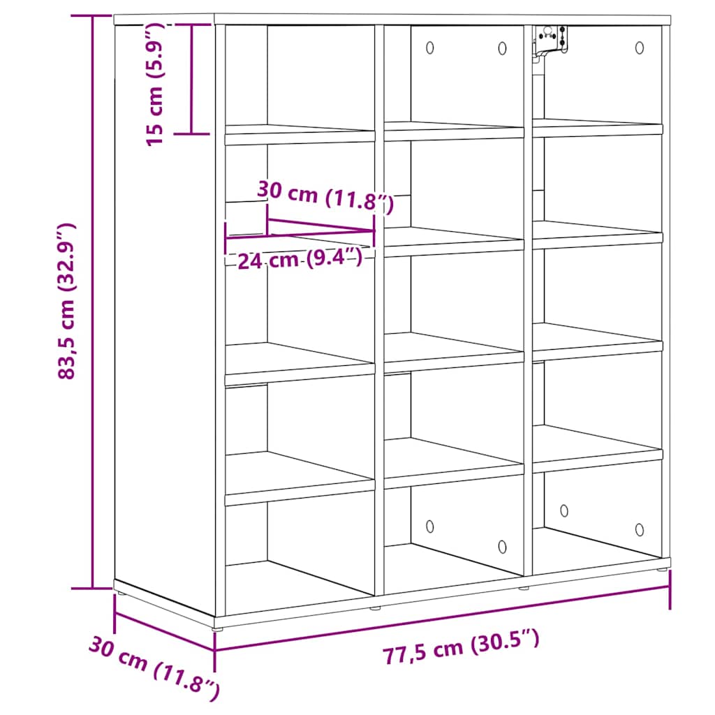 Skoskab med hylde Hvid 77,5 x 30 x 83,5 cm Konstrueret træ