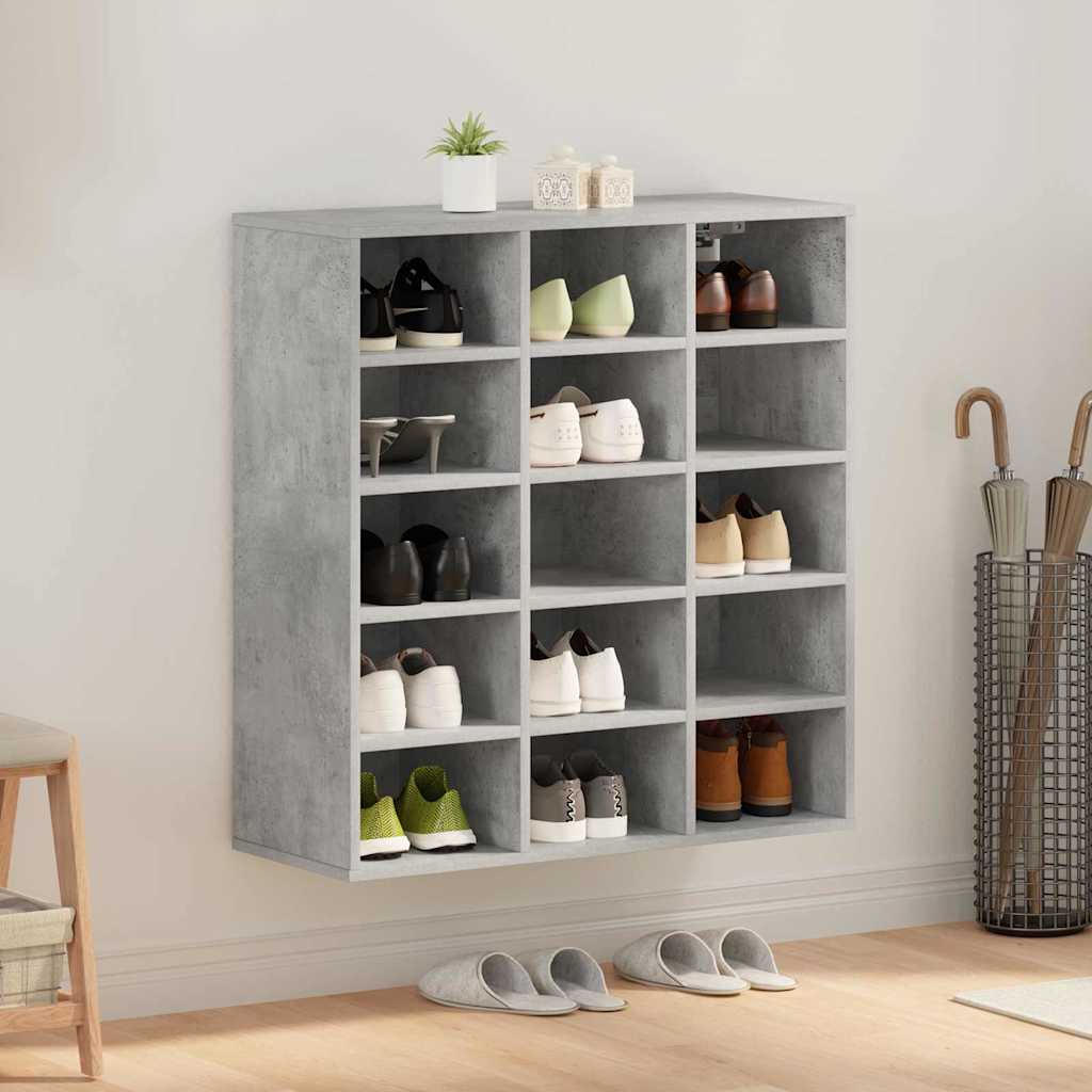 Skoskab med hylde Betongrå 77,5 x 30 x 83,5 cm Konstrueret træ